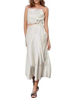 bec + bridge | Dresses | Bec Bridge Dusty Blue Cutout Midi Dress With Side Slit Spaghetti Strap Sz 8m